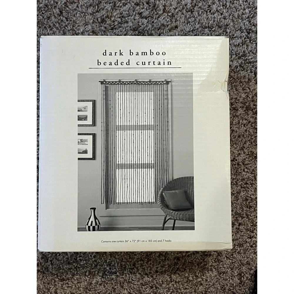 Pier 1 Dark Bamboo Beaded Curtains 36 x 72